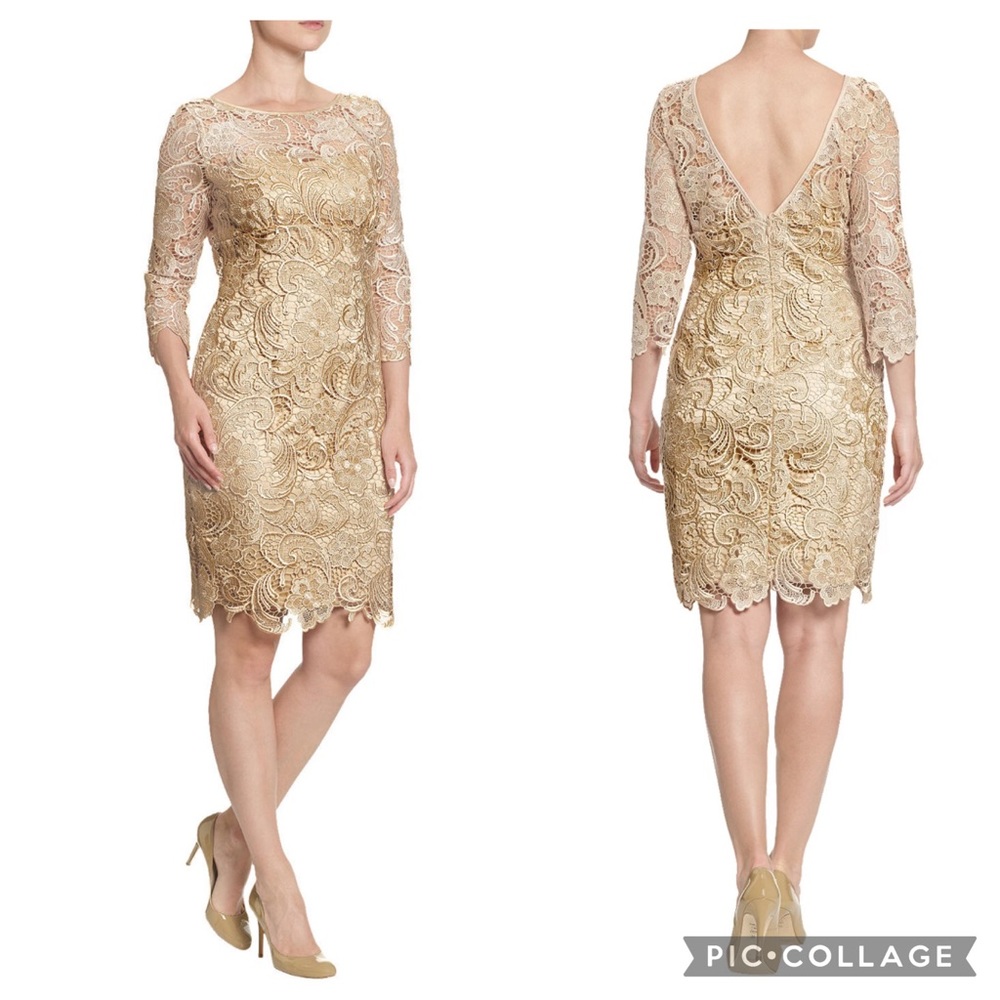 Adrianna Papell 3/4 length sleeves lace dress